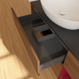 Тумба под раковину Villeroy & Boch Finion 120х50,1 см с подсветкой МДФ шпон грецкого ореха/стекло черное матовое G932HBGN