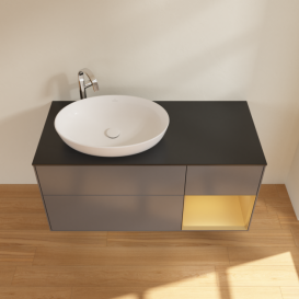 Тумба под раковину Villeroy & Boch Finion 120х50,1 см с подсветкой МДФ антрацит матовый лак/стекло черное матовое G932HFGK