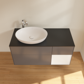 Тумба под раковину Villeroy & Boch Finion 120х50,1 см с подсветкой МДФ антрацит матовый лак/стекло черное матовое G932MTGK