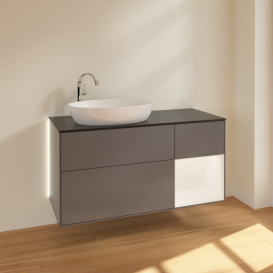 Тумба под раковину Villeroy & Boch Finion 120х50,1 см с подсветкой МДФ антрацит матовый лак/стекло черное матовое G932MTGK