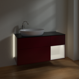 Тумба под раковину Villeroy & Boch Finion 120х50,1 см с подсветкой МДФ пион матовый лак/стекло черное матовое G932MTHB