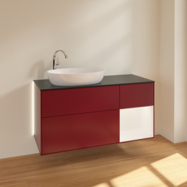 Тумба под раковину Villeroy & Boch Finion 120х50,1 см с подсветкой МДФ пион матовый лак/стекло черное матовое G932MTHB