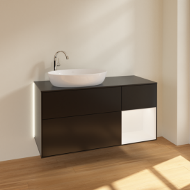 Тумба под раковину Villeroy & Boch Finion 120х50,1 см с подсветкой МДФ черный матовый лак/стекло черное матовое G932MTPD