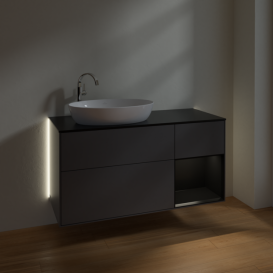 Тумба под раковину Villeroy & Boch Finion 120х50,1 см с подсветкой МДФ антрацит матовый лак/стекло черное матовое G932PDGK