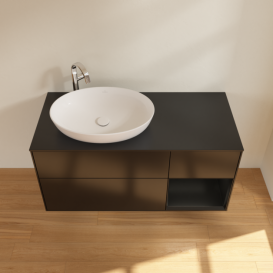 Тумба под раковину Villeroy & Boch Finion 120х50,1 см с подсветкой МДФ черный матовый лак/стекло черное матовое G932PDPD