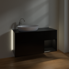 Тумба под раковину Villeroy & Boch Finion 120х50,1 см с подсветкой МДФ черный матовый лак/стекло черное матовое G932PDPD