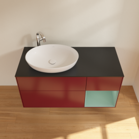 Тумба под раковину Villeroy & Boch Finion 120х50,1 см с подсветкой МДФ пион матовый лак/стекло черное матовое G932GMHB