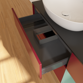 Тумба под раковину Villeroy & Boch Finion 120х50,1 см с подсветкой МДФ пион матовый лак/стекло черное матовое G932GMHB