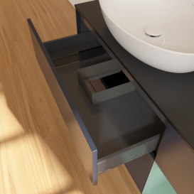 Тумба під раковину Villeroy & Boch Finion 120х50,1 см із підсвічуванням МДФ темно-синій матовий лак/скло чорне матове G932GMHG