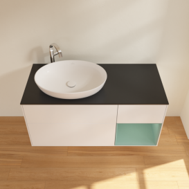 Тумба под раковину Villeroy & Boch Finion 120х50,1 см с подсветкой МДФ белый матовый лак/стекло черное матовое G932GMMT