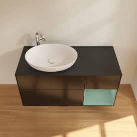 Тумба под раковину Villeroy & Boch Finion 120х50,1 см с подсветкой МДФ черный матовый лак/стекло черное матовое G932GMPD