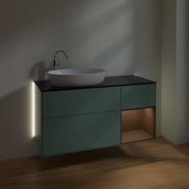 Тумба под раковину Villeroy & Boch Finion 120х50,1 см с подсветкой МДФ оливковый матовый лак/стекло черное матовое G932GNGM