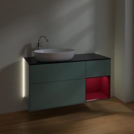 Тумба под раковину Villeroy & Boch Finion 120х50,1 см с подсветкой МДФ оливковый матовый лак/стекло черное матовое G932HBGM