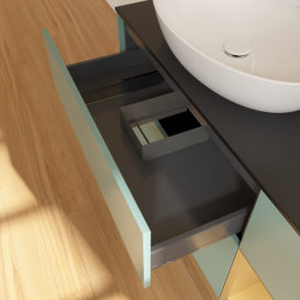 Тумба под раковину Villeroy & Boch Finion 120х50,1 см с подсветкой МДФ оливковый матовый лак/стекло черное матовое G932HFGM