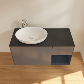 Тумба под раковину Villeroy & Boch Finion 120х50,1 см с подсветкой МДФ антрацит матовый лак/стекло черное матовое G932HGGK