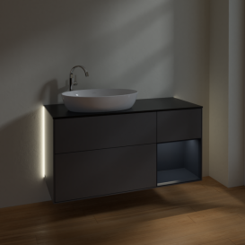 Тумба под раковину Villeroy & Boch Finion 120х50,1 см с подсветкой МДФ антрацит матовый лак/стекло черное матовое G932HGGK