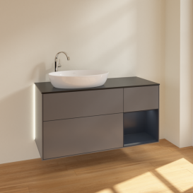 Тумба под раковину Villeroy & Boch Finion 120х50,1 см с подсветкой МДФ антрацит матовый лак/стекло черное матовое G932HGGK