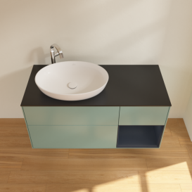 Тумба под раковину Villeroy & Boch Finion 120х50,1 см с подсветкой МДФ оливковый матовый лак/стекло черное матовое G932HGGM