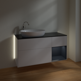 Тумба под раковину Villeroy & Boch Finion 120х50,1 см с подсветкой МДФ белый матовый лак/стекло черное матовое G932HGMT