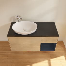 Тумба под раковину Villeroy & Boch Finion 120х50,1 см с подсветкой МДФ шпон дуба/стекло черное матовое G932HGPC