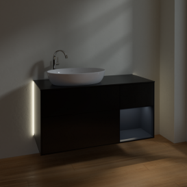 Тумба под раковину Villeroy & Boch Finion 120х50,1 см с подсветкой МДФ черный матовый лак/стекло черное матовое G932HGPD