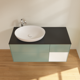 Тумба под раковину Villeroy & Boch Finion 120х50,1 см с подсветкой МДФ оливковый матовый лак/стекло черное матовое G932MTGM