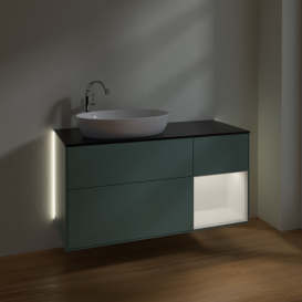 Тумба под раковину Villeroy & Boch Finion 120х50,1 см с подсветкой МДФ оливковый матовый лак/стекло черное матовое G932MTGM