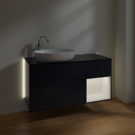 Тумба под раковину Villeroy & Boch Finion 120х50,1 см с подсветкой МДФ темно-синий матовый лак/стекло черное матовое G932MTHG