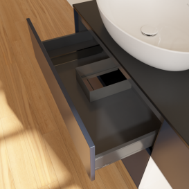 Тумба под раковину Villeroy & Boch Finion 120х50,1 см с подсветкой МДФ темно-синий матовый лак/стекло черное матовое G932MTHG