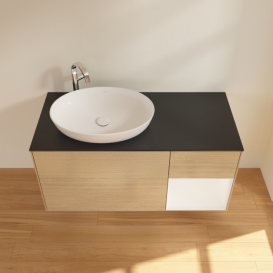 Тумба под раковину Villeroy & Boch Finion 120х50,1 см с подсветкой МДФ шпон дуба/стекло черное матовое G932MTPC