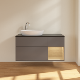 Тумба под раковину Villeroy & Boch Finion 120х50,1 см с подсветкой МДФ антрацит матовый лак/стекло черное матовое G932PCGK