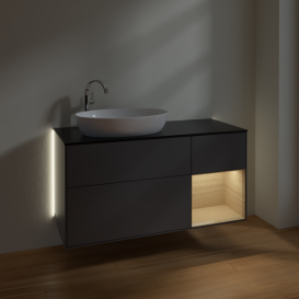 Тумба под раковину Villeroy & Boch Finion 120х50,1 см с подсветкой МДФ антрацит матовый лак/стекло черное матовое G932PCGK