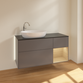 Тумба под раковину Villeroy & Boch Finion 120х50,1 см с подсветкой МДФ антрацит матовый лак/стекло черное матовое G932PCGK