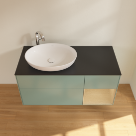 Тумба под раковину Villeroy & Boch Finion 120х50,1 см с подсветкой МДФ оливковый матовый лак/стекло черное матовое G932PCGM