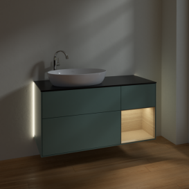 Тумба под раковину Villeroy & Boch Finion 120х50,1 см с подсветкой МДФ оливковый матовый лак/стекло черное матовое G932PCGM