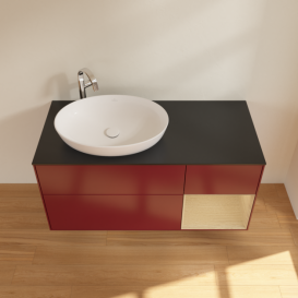 Тумба под раковину Villeroy & Boch Finion 120х50,1 см с подсветкой МДФ пион матовый лак/стекло черное матовое G932PCHB