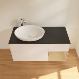 Тумба под раковину Villeroy & Boch Finion 120х50,1 см с подсветкой МДФ белый матовый лак/стекло черное матовое G932PCMT