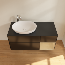 Тумба под раковину Villeroy & Boch Finion 120х50,1 см с подсветкой МДФ черный матовый лак/стекло черное матовое G932PCPD