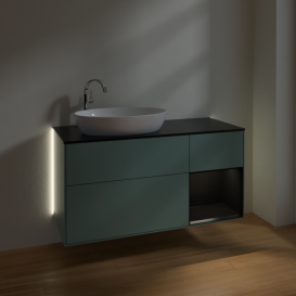 Тумба под раковину Villeroy & Boch Finion 120х50,1 см с подсветкой МДФ оливковый матовый лак/стекло черное матовое G932PDGM