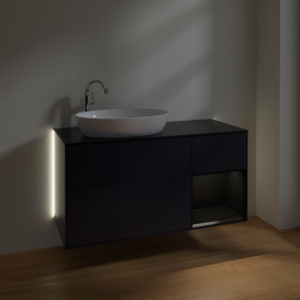 Тумба под раковину Villeroy & Boch Finion 120х50,1 см с подсветкой МДФ темно-синий матовый лак/стекло черное матовое G932PDHG
