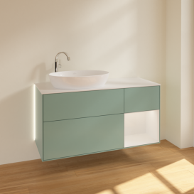 Тумба под раковину Villeroy & Boch Finion 120х50,1 см с подсветкой МДФ оливковый матовый лак/стекло белое матовое G931GFGM