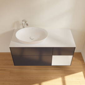 Тумба под раковину Villeroy & Boch Finion 120х50,1 см с подсветкой МДФ темно-синий матовый лак/стекло белое матовое G931GFHG