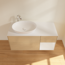 Тумба под раковину Villeroy & Boch Finion 120х50,1 см с подсветкой МДФ шпон дуба/стекло черное матовое G931GFPC