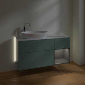 Тумба под раковину Villeroy & Boch Finion 120х50,1 см с подсветкой МДФ оливковый матовый лак/стекло белое матовое G931GKGM