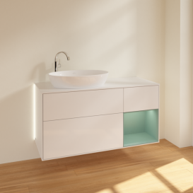 Тумба под раковину Villeroy & Boch Finion 120х50,1 см с подсветкой МДФ глянцевый белый лак/стекло белое матовое G931GMGF