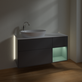 Тумба под раковину Villeroy & Boch Finion 120х50,1 см с подсветкой МДФ антрацит матовый лак/стекло белое матовое G931GMGK