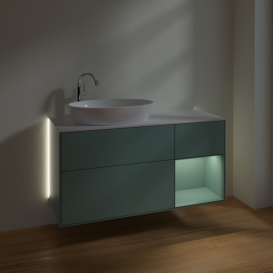 Тумба под раковину Villeroy & Boch Finion 120х50,1 см с подсветкой МДФ оливковый матовый лак/стекло белое матовое G931GMGM