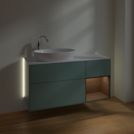 Тумба под раковину Villeroy & Boch Finion 120х50,1 см с подсветкой МДФ оливковый матовый лак/стекло белое матовое G931GNGM