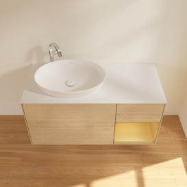 Тумба под раковину Villeroy & Boch Finion 120х50,1 см с подсветкой МДФ шпон дуба/стекло белое матовое G931HFPC