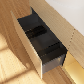 Тумба под раковину Villeroy & Boch Finion 120х50,1 см с подсветкой МДФ шпон дуба/стекло белое матовое G931HFPC